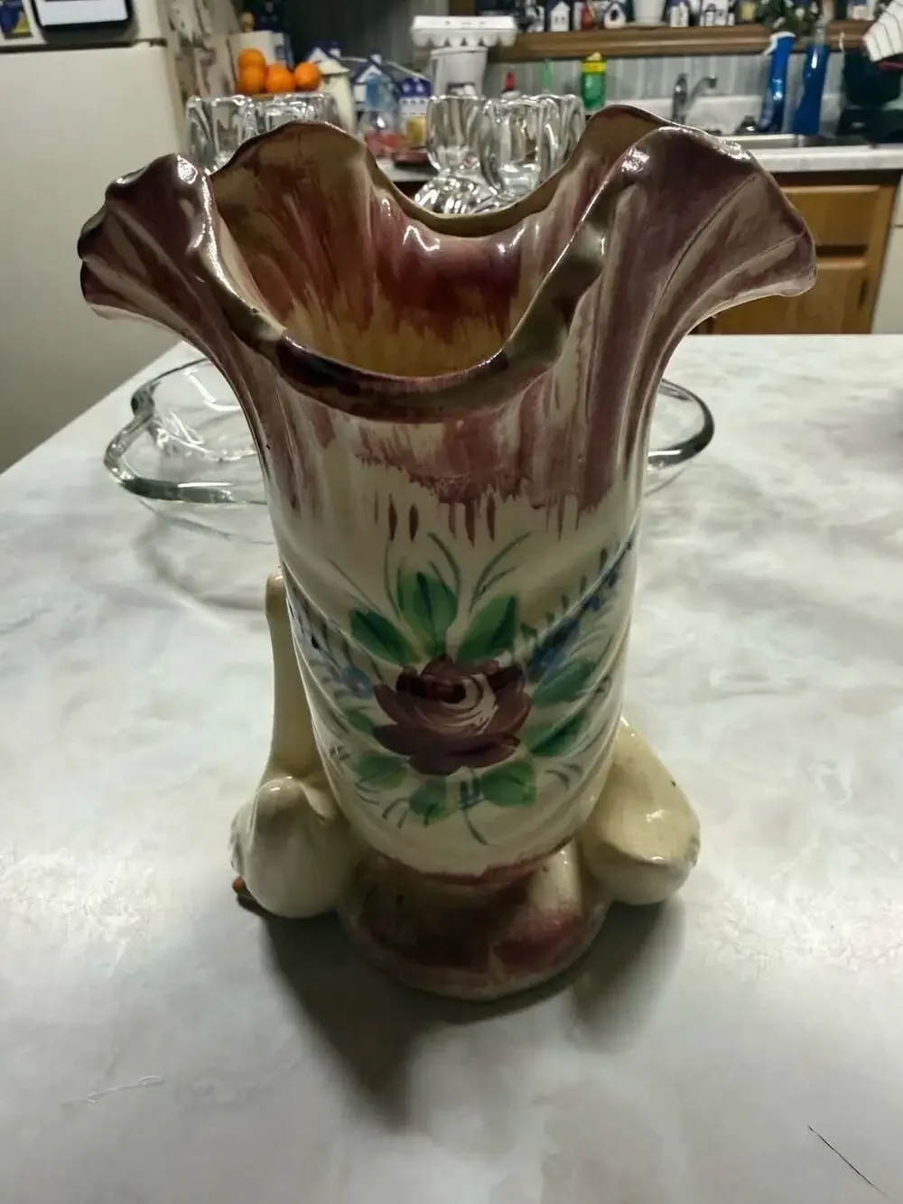 Vintage Hand-Painted Ceramic Duck Vase Made in Japan